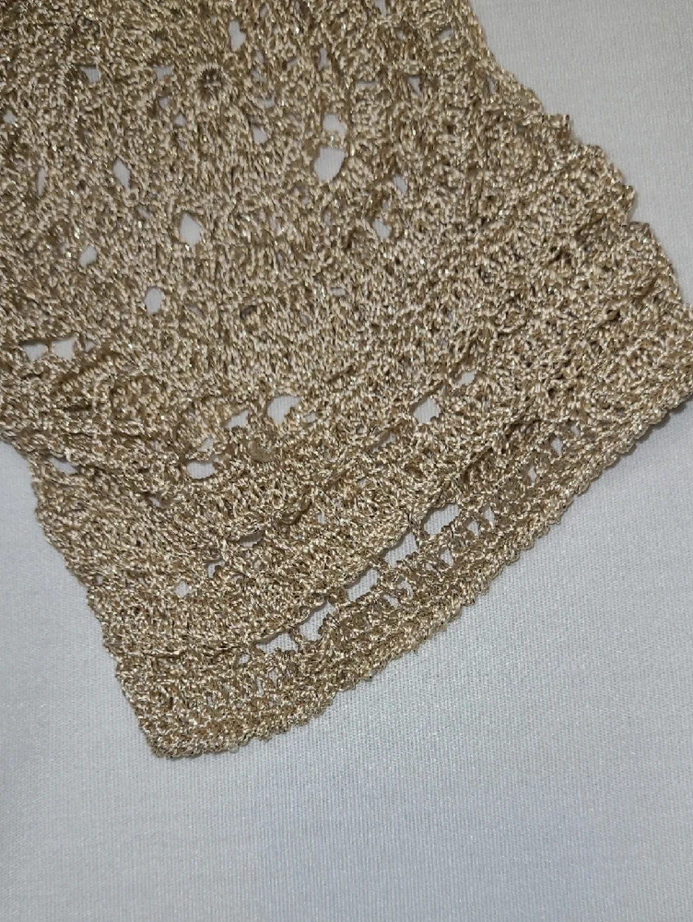 Zashi Beige and Gold Crochet Triple Hook and Eye Front Layering Shrug L - Picture 6 of 8